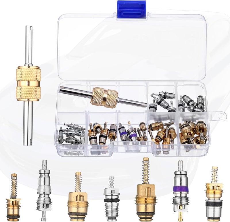 Threlaco Car A/c Valve Core, 270 Pcs O-ring Kit, 60 Pcs Compressor Gasket Seals, 77 Piece Dust Cap 39 Piece Valve Core R12 R134a Kit O Ring Cap Compressor Port Seal Remover for A/c Refrigeration System - Image 4